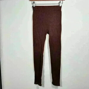 ZARA Casual Ribbed Brown Lounge Seamless Leggings Yoga Pants Women M/L